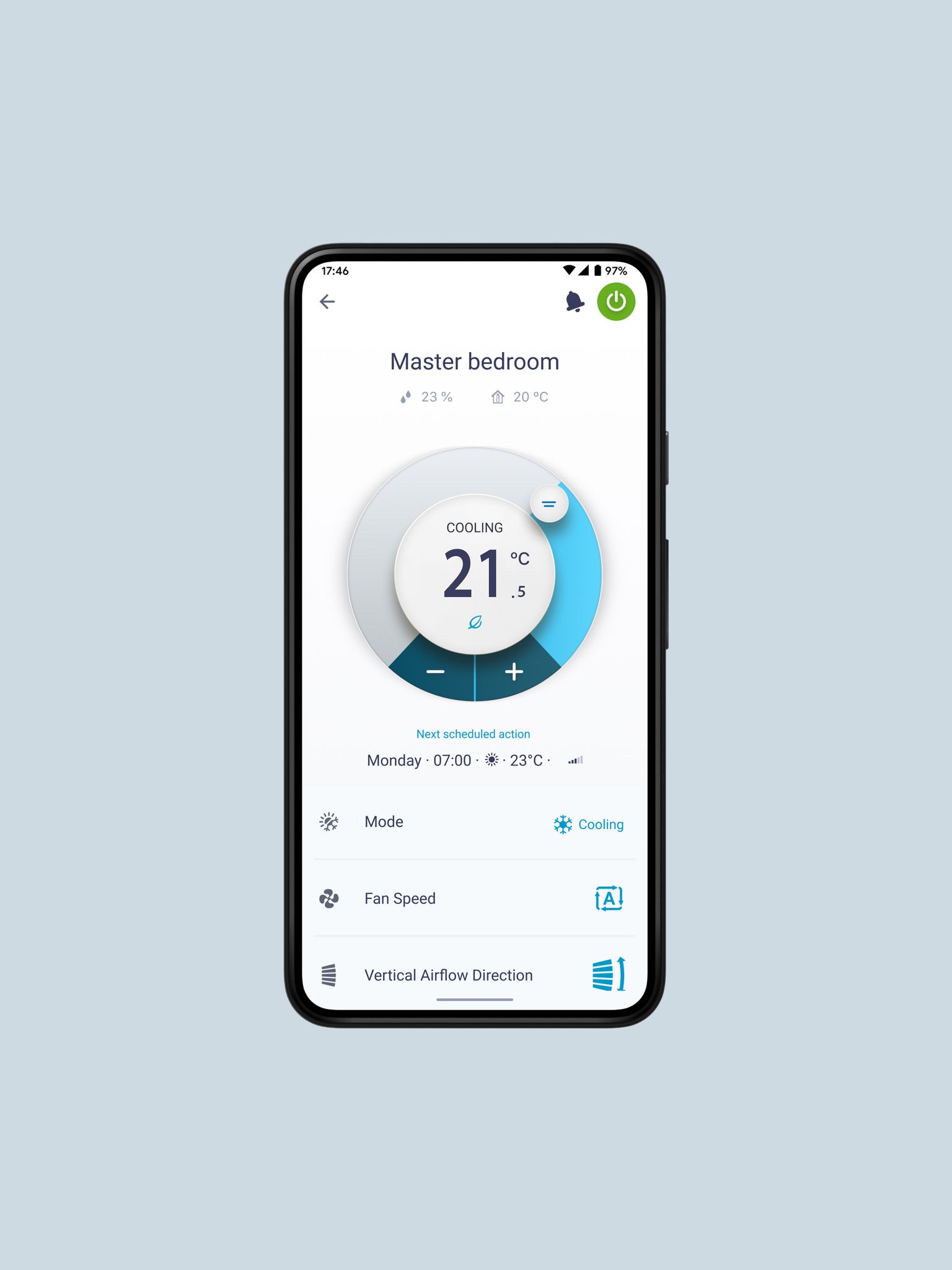Packshot: Onecta App auf einem Smartphone