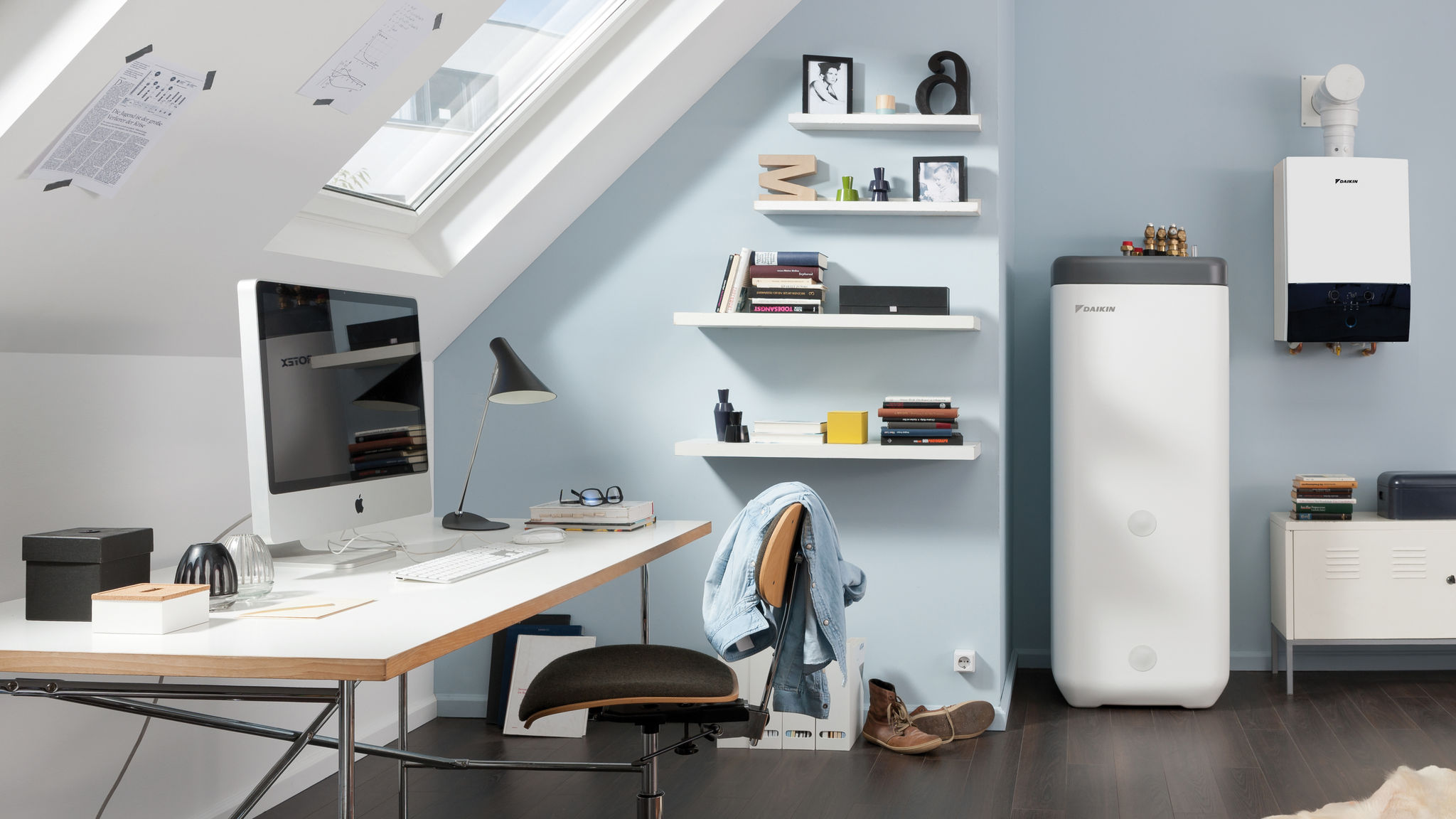 Ästhetische Integration der Geräte eines Gas-Brennwertkessels in einem Raum