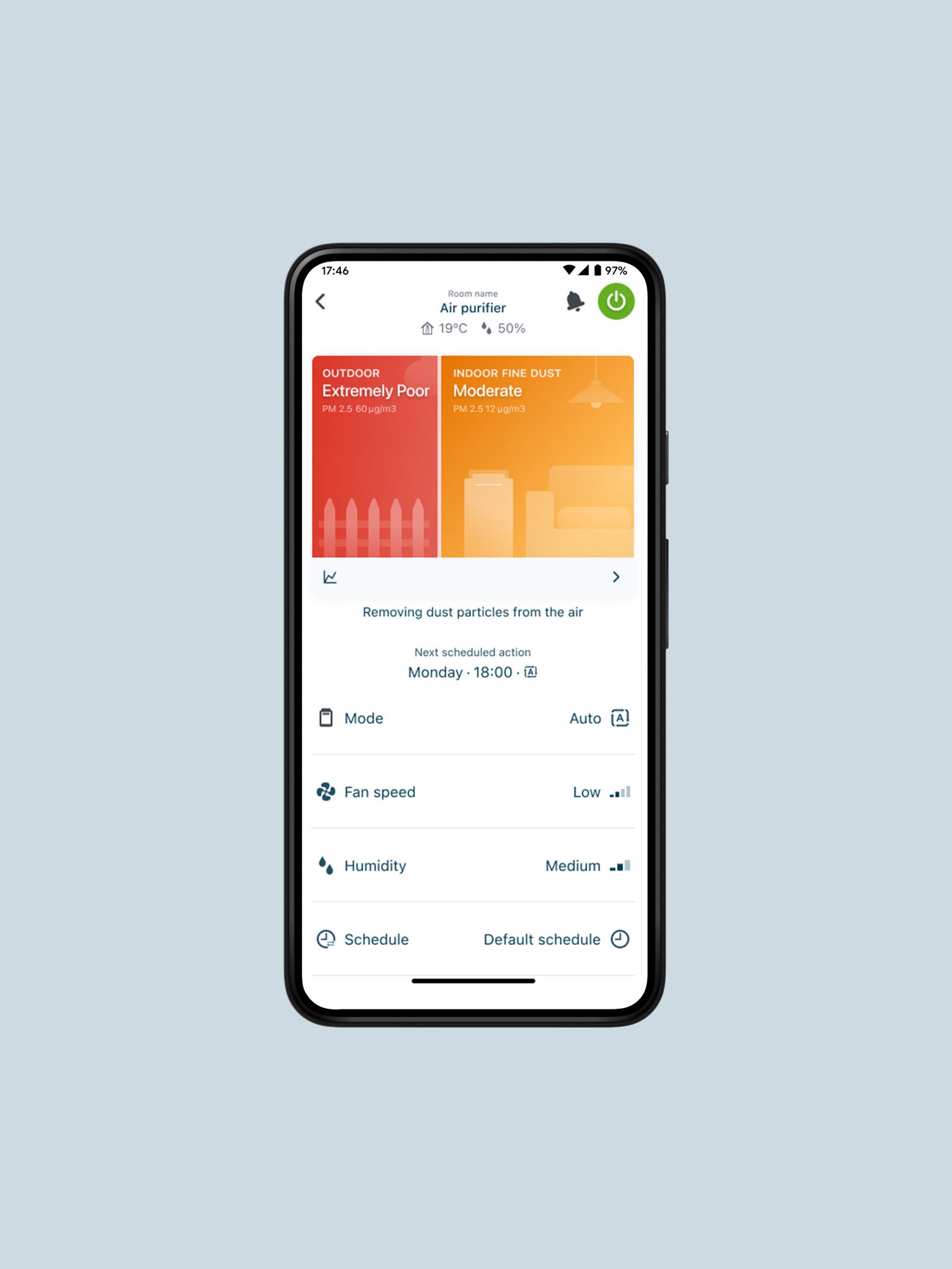 Packshot: Onecta App auf einem Smartphone